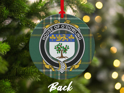 Physical Item Ornaments #1 / two sided print 3.6" Dowling Crest Irish tartan Christmas holiday tree Ornaments