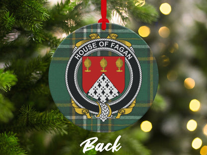 Physical Item Ornaments #1 / two sided print 3.6" Fagan Crest Irish tartan Christmas Ornament Decoration Ornaments