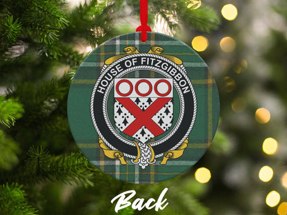 Physical Item Ornaments #1 / two sided print 3.6" Fitzgibbon Crest Irish tartan Christmas Ornament Decoration