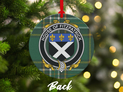 Physical Item Ornaments #1 / two sided print 3.6" Fitzpatrick Crest Irish tartan Christmas Ornament Decoration