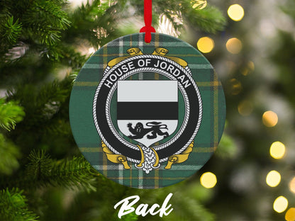 Physical Item Ornaments #1 / two sided print 3.6" Jordan Crest Irish Tartan Christmas Ornament Decoration