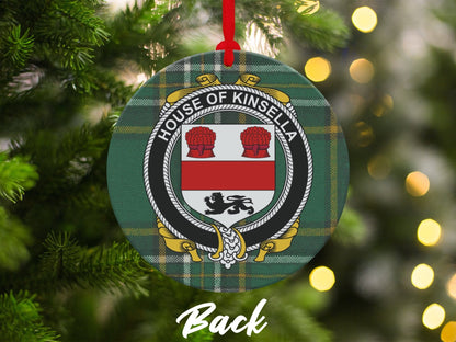 Physical Item Ornaments #1 / two sided print 3.6" Kinsella Crest Irish tartan Christmas ornament Ornaments