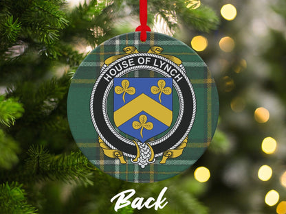 Physical Item Ornaments #1 / two sided print 3.6" Lynch Crest Irish tartan Christmas ornament decorations Ornaments