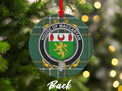 Physical Item Ornaments #1 / two sided print 3.6" Maccartan Crest Irish tartan Christmas ornament decoration Ornaments