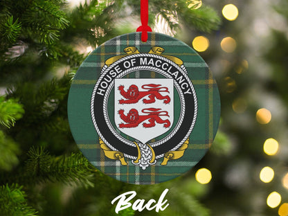 Physical Item Ornaments #1 / two sided print 3.6" MacClancy Crest Irish tartan Christmas Ornaments