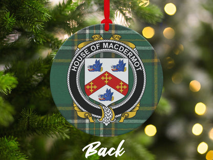 Physical Item Ornaments #1 / two sided print 3.6" Macdermot Coat of Arms Irish Tartan Christmas Ornaments