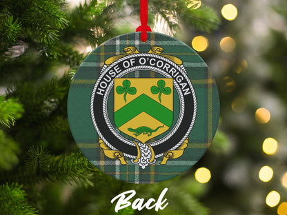 Physical Item Ornaments #1 / two sided print 3.6" O'Corrigan Crest Irish Tartan Christmas Ornaments