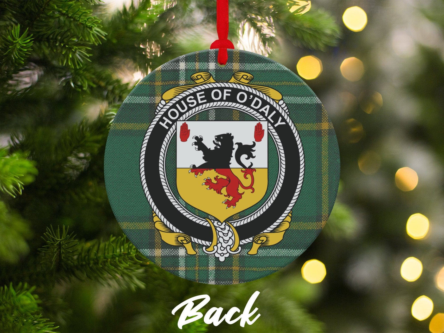 Physical Item Ornaments #1 / two sided print 3.6" O'Daly Crest Irish tartan Christmas Ornaments