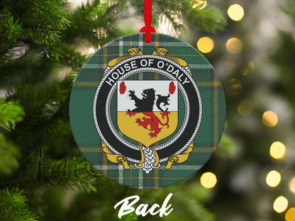 Physical Item Ornaments #1 / two sided print 3.6" O'Daly Crest Irish tartan Christmas Ornaments