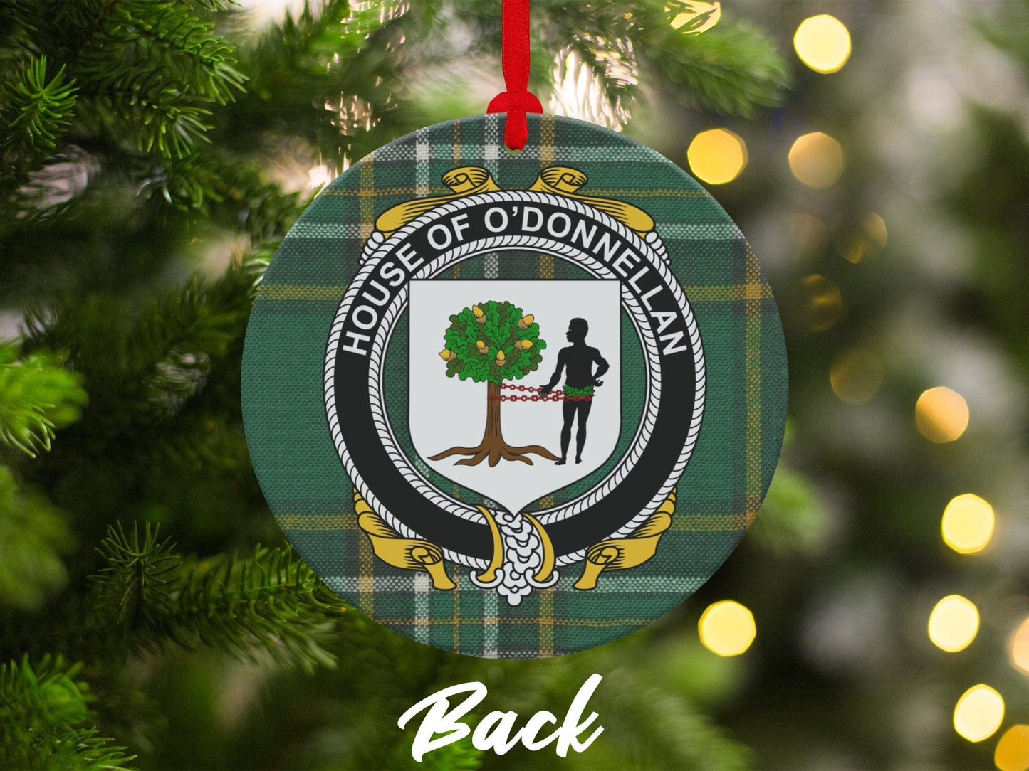 Physical Item Ornaments #1 / two sided print 3.6" O'Donnellan Crest Irish tartan Christmas Ornaments