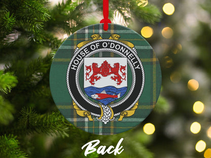 Physical Item Ornaments #1 / two sided print 3.6" O'Donnelly Crest Irish tartan Christmas Ornaments