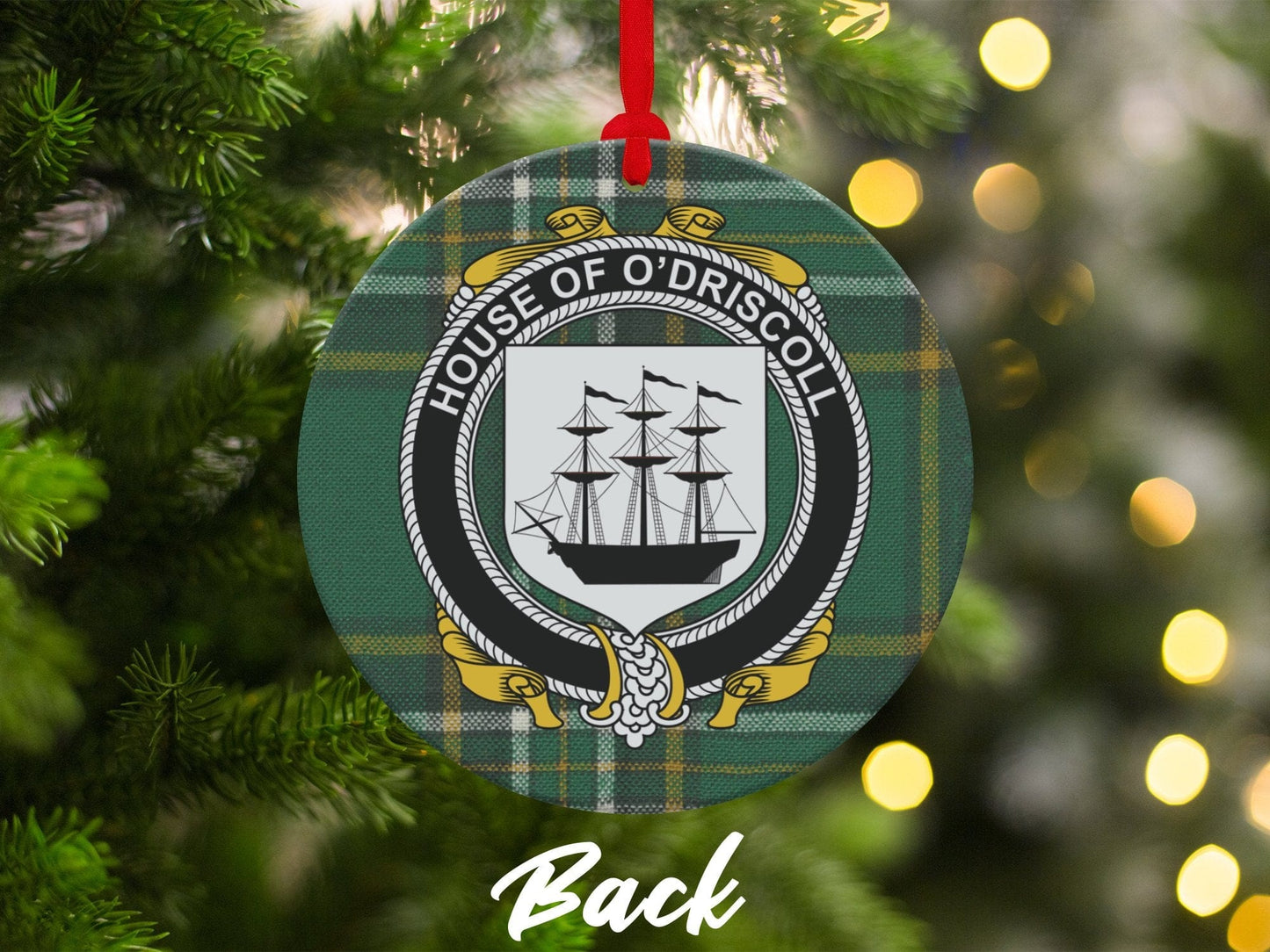 Physical Item Ornaments #1 / two sided print 3.6" O'Driscoll Crest Irish tartan Christmas ornaments