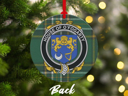 Physical Item Ornaments #1 / two sided print 3.6" O'Fogarty Crest Irish tartan Christmas Ornament Decoration