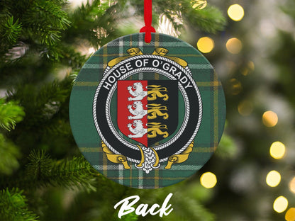 Physical Item Ornaments #1 / two sided print 3.6" O'Grady Crest Irish tartan Christmas Ornament Decoration