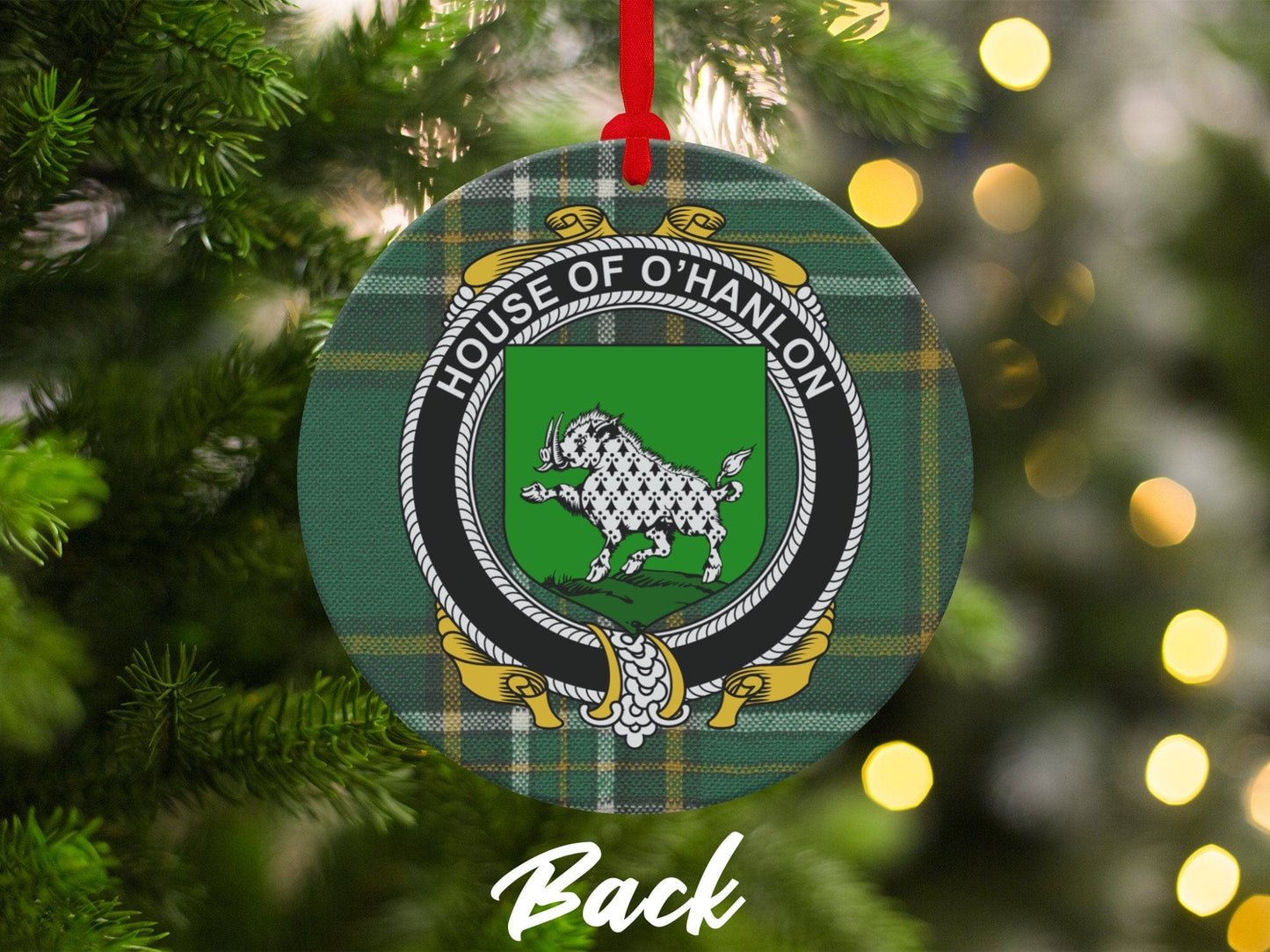 Physical Item Ornaments #1 / two sided print 3.6" O'Hanlon Crest Irish tartan Christmas Ornament Decoration Ornaments