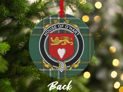 Physical Item Ornaments #1 / two sided print 3.6" O'Hart Crest Irish Tartan Christmas Ornament Decoration