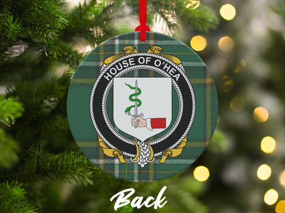 Physical Item Ornaments #1 / two sided print 3.6" O'Hea Crest Irish Tartan Christmas Ornament Decoration