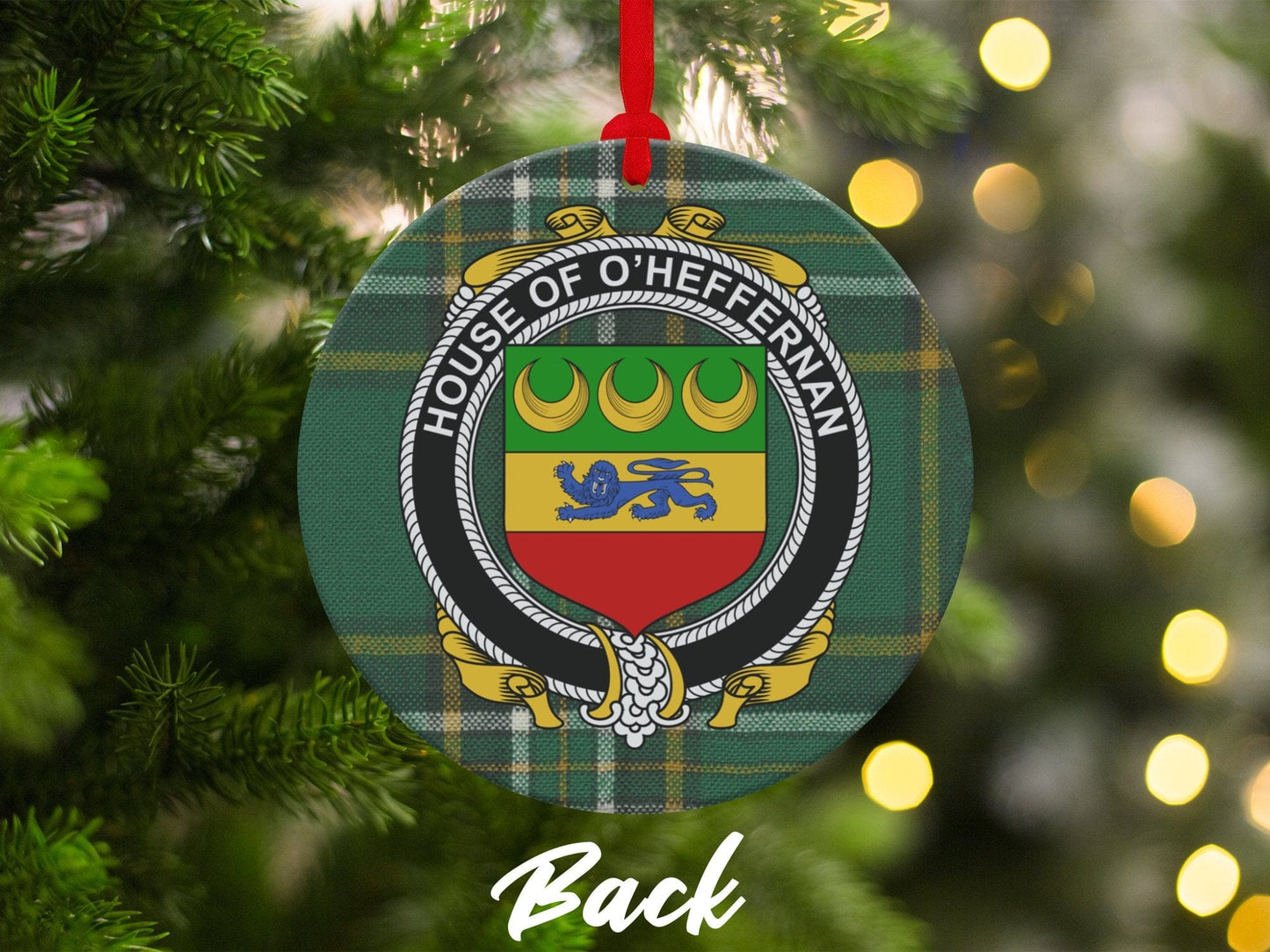 Physical Item Ornaments #1 / two sided print 3.6" O'Heffernan Crest Irish tartan Christmas Ornament Decoration