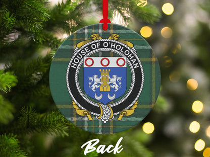 Physical Item Ornaments #1 / two sided print 3.6" O'Holohans Crest Irish tartan Christmas Ornament Decoration Ornaments