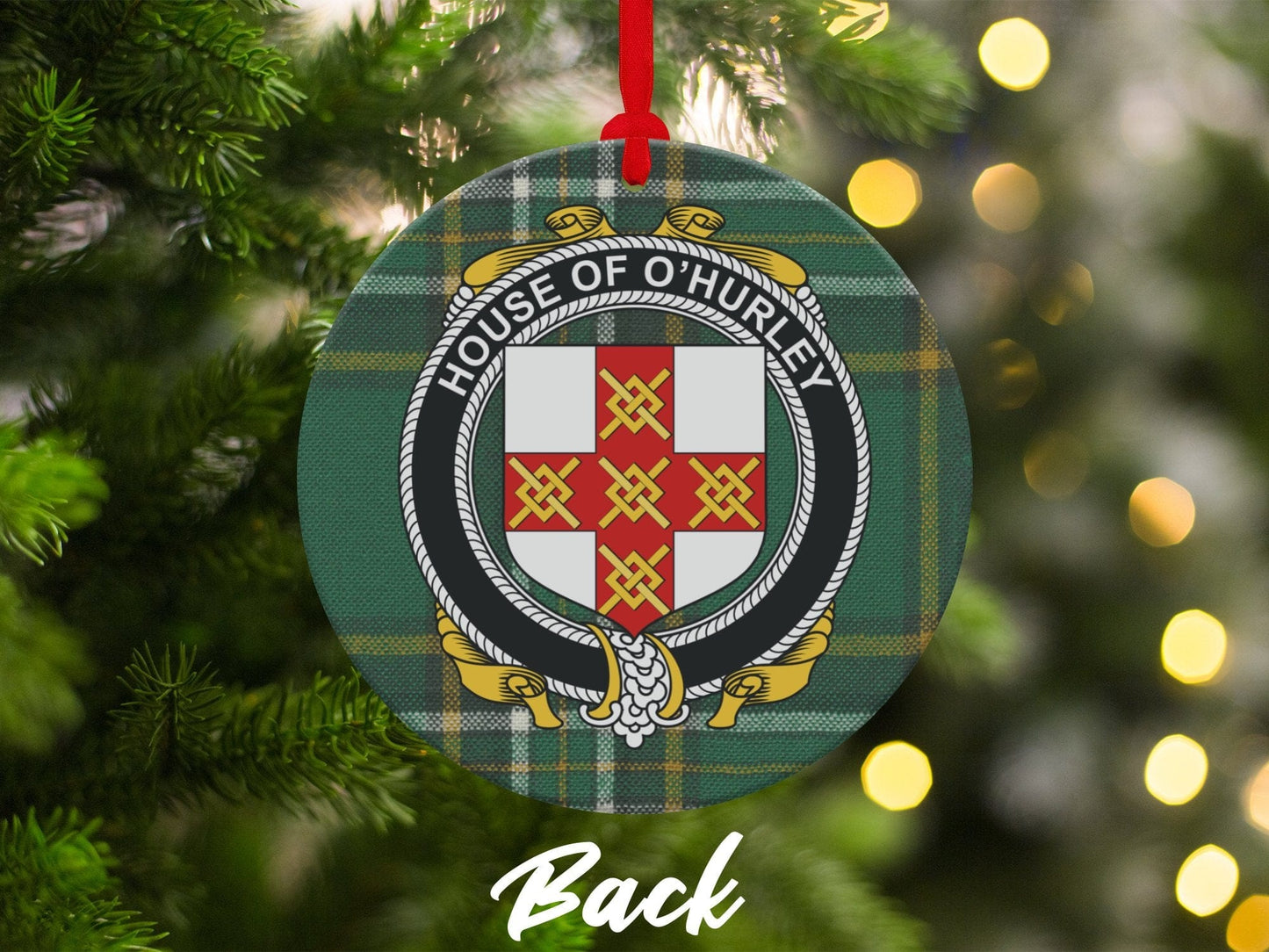 Physical Item Ornaments #1 / two sided print 3.6" O'Hurley Crest Irish tartan Christmas ornament decoration Ornaments