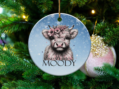 Physical Item Ornaments #2 / Ceramic single sided3" Just A Little Moody Highland Cow Snowflake T-Shirts