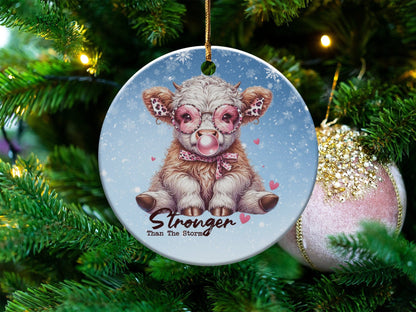 Physical Item Ornaments #2 / Ceramic single sided3" Stronger Than The Storm Highland Cow T-Shirts