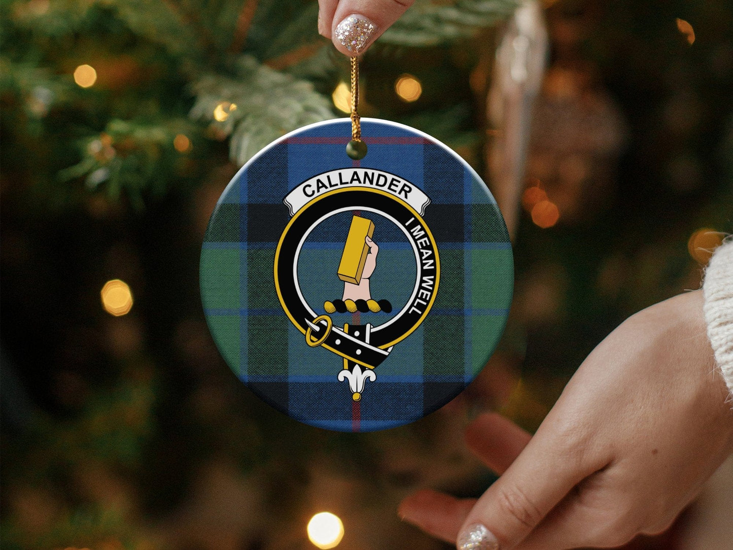 Physical Item Ornaments Aluminium / 3" Callander Scottish Clan Crest Tartan Background Ornaments