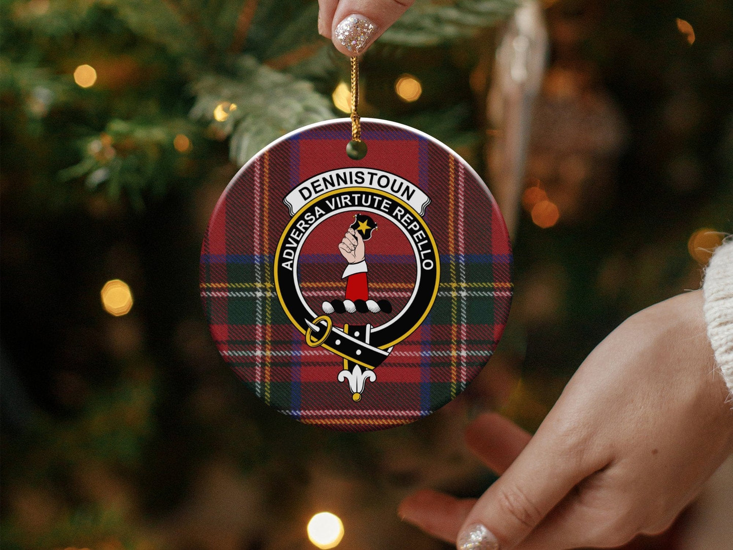 Physical Item Ornaments Aluminium / 3" Dennistoun Scottish Clan Crest Tartan Christmas Ornaments