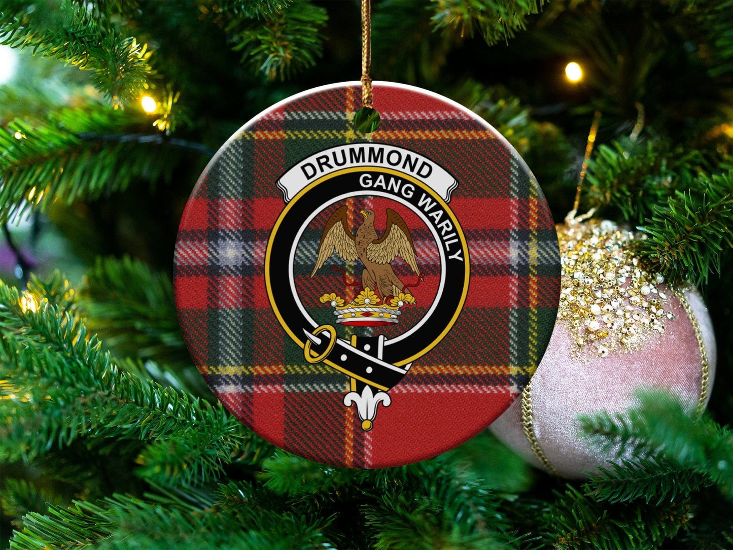 Physical Item Ornaments Aluminium / 3" Drummond Clan Crest Christmas Tartan Ornaments