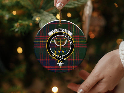 Physical Item Ornaments Aluminium / 3" Scottish Carnegie Clan Crest Tartan Christmas Ornaments