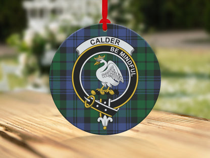 Physical Item Ornaments Ceramic / 3.6" Calder Clan Crest Christmas Tartan Background Ornaments