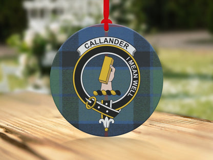 Physical Item Ornaments Ceramic / 3.6" Callander Scottish Clan Crest Tartan Background Ornaments