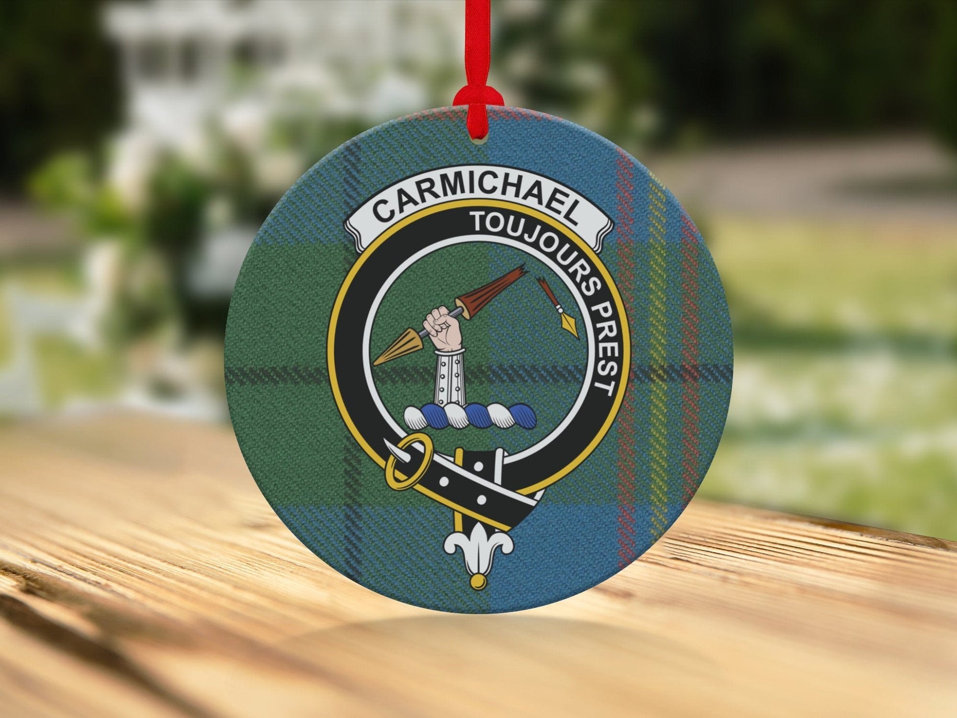 Physical Item Ornaments Ceramic / 3.6" Carmichael Clan Crest Toujours Prest Christmas Ornaments