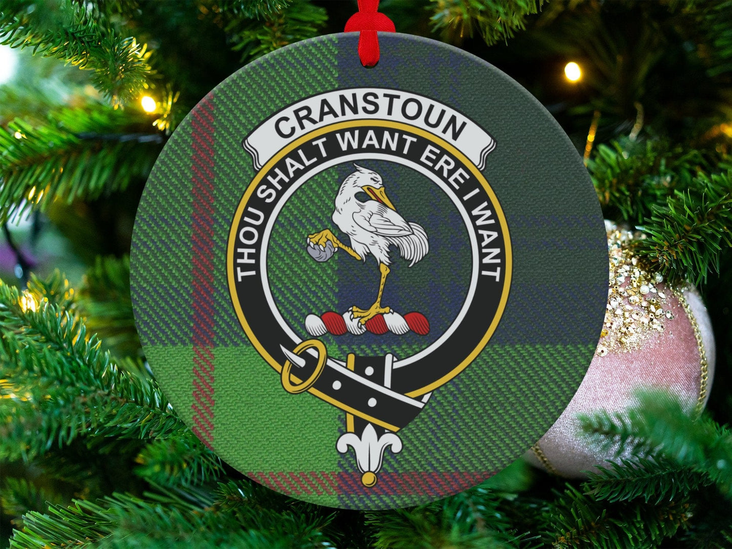 Physical Item Ornaments Ceramic / 3.6" Cranstoun Clan Crest Ornaments Thou Shalt Want Print