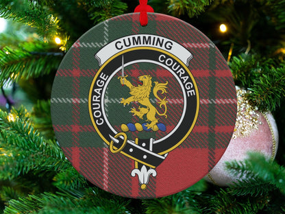 Physical Item Ornaments Ceramic / 3.6" Cumming Clan Crest Courage Christmas Tartan Ornaments