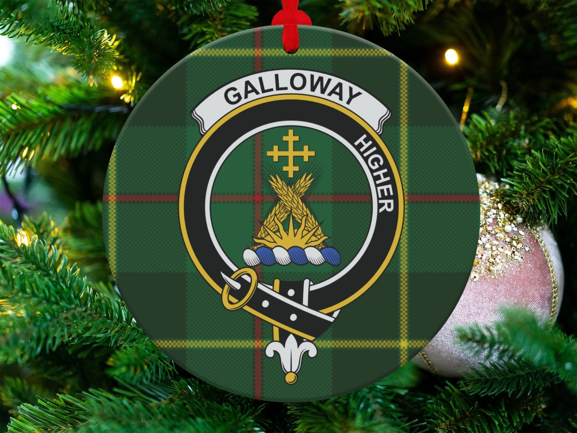 Physical Item Ornaments Ceramic / 3.6" Galloway Higher Crest Christmas Scottish Clan Ornaments