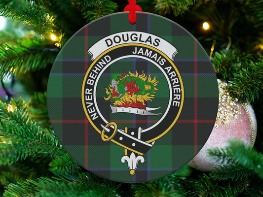 Physical Item Ornaments Ceramic / 3.6" Scottish Douglas Clan Crest Christmas Tartan Ornaments