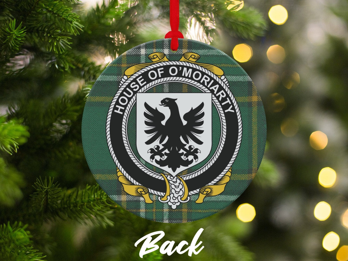 Physical Item Ornaments Double sided print / two sided print 3.6" Moriarty Crest Irish surname tartan christmas decoration Ornaments