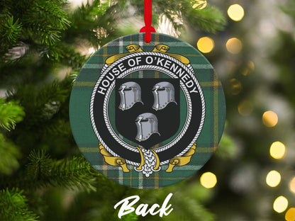 Physical Item Ornaments Double sided print / two sided print 3.6" O'Kennedy Crest Irish surname tartan Christmas decoration Ornaments