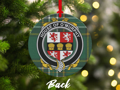 Physical Item Ornaments Double sided print / two sided print 3.6" O'Murphy Crest Irish surname tartan christmas ornament decoration Ornaments