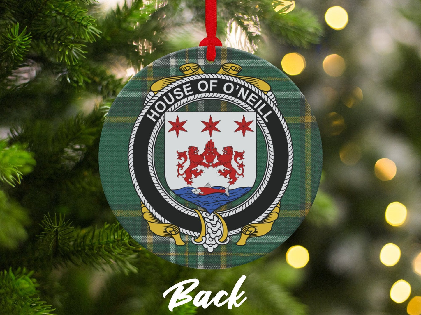 Physical Item Ornaments Double sided print / two sided print 3.6" O Neill Crest Irish surname tartan christmas ornament decoration Ornaments