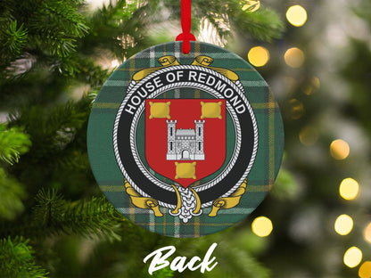 Physical Item Ornaments Double sided print / two sided print 3.6" Redmond Crest Irish surname tartan christmas Ornaments