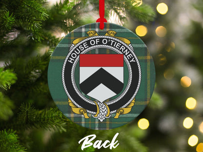 Physical Item Ornaments Double sided print / two sided print 3.6" Tierney Crest Irish surname tartan christmas ornament Ornaments