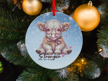 Physical Item Ornaments / Metal one sided 3.6" Stronger Than The Storm Highland Cow T-Shirts