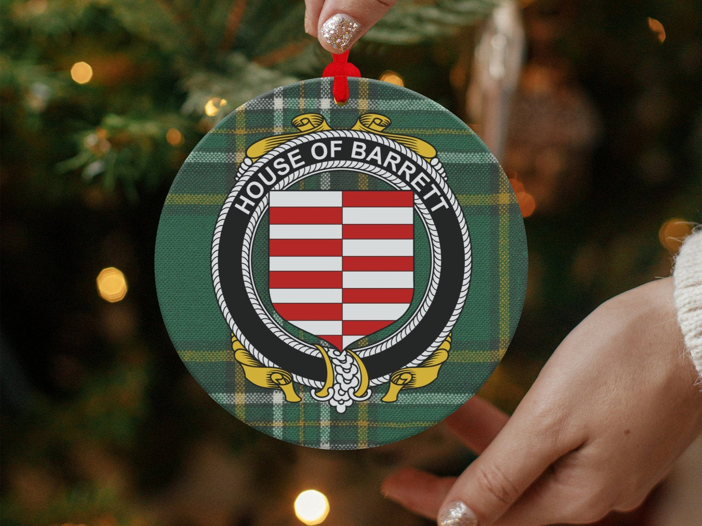 Physical Item Ornaments / one sided print 3.6" Barrett Crest Irish tartan Christmas ornament decoration Ornaments