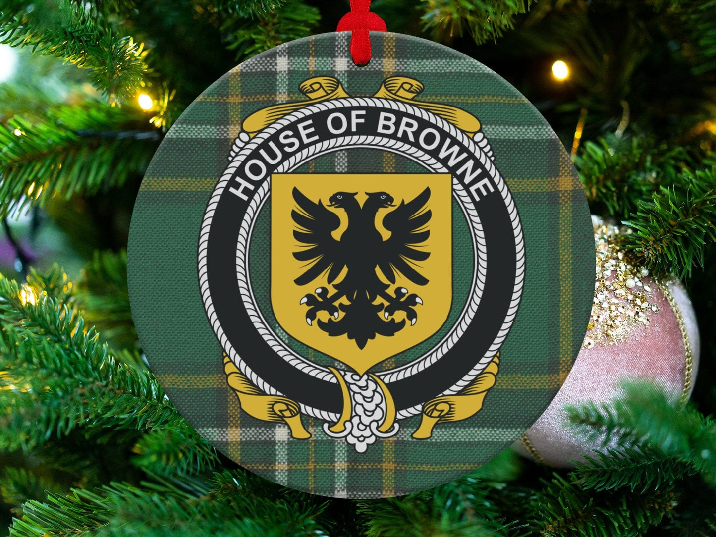 Physical Item Ornaments / one sided print 3.6" Browne Crest Irish Tartan Christmas Ornament Decoration Ornaments