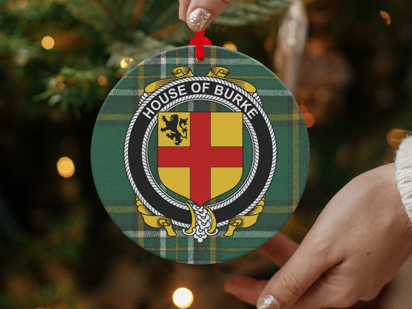 Physical Item Ornaments / one sided print 3.6" Burke Crest Irish tartan Christmas Ornament Decoration Ornaments