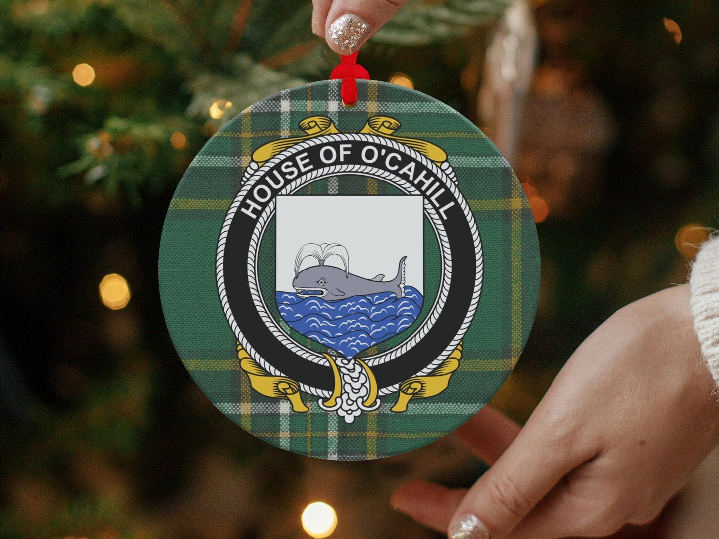 Physical Item Ornaments / one sided print 3.6" Cahill Crest Irish tartan Christmas ornament decoration Ornaments