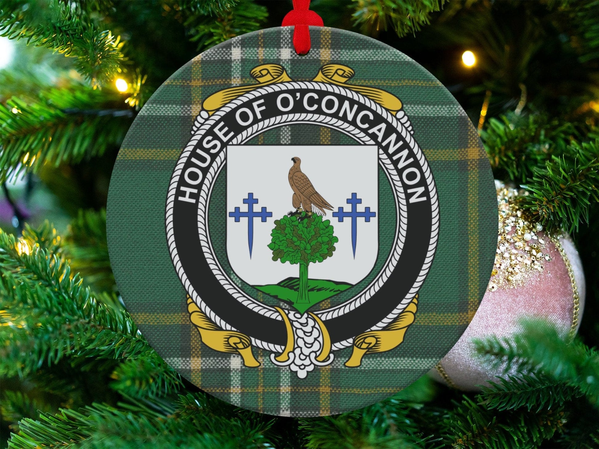 Physical Item Ornaments / one sided print 3.6" Concannon Crest Irish Tartan Christmas Ornament Decoration