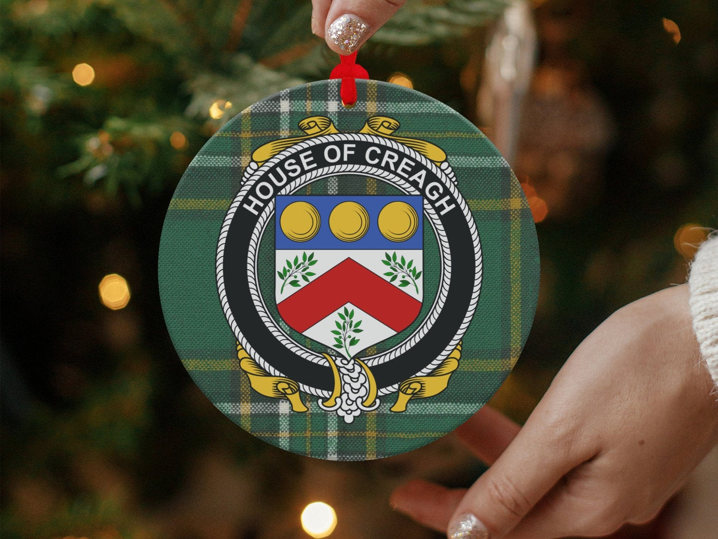 Physical Item Ornaments / one sided print 3.6" Creagh Crest Irish tartan Christmas Ornament Decoration Ornaments